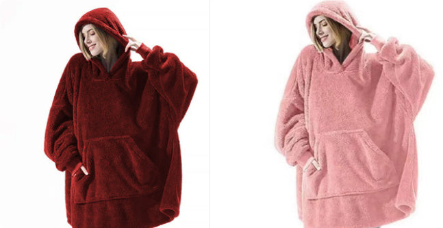 Hoodie Sweatshirt With Big Pocket Tops Sweater Comfortable Loose Double-Sided Fleece Thicker Wearable Blanket EHAD +