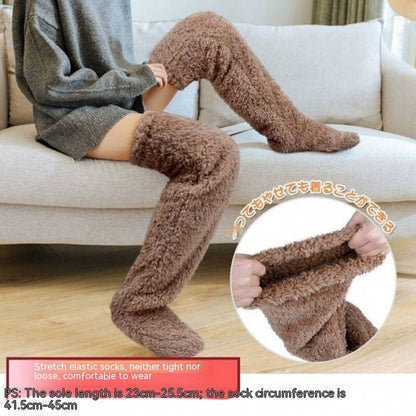 Over Knee High Fuzzy Long Socks Winter Warm Cold Leg Knee Joint Cold-proof Stockings Home Floor Sleeping Socks EHAD +
