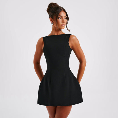 Sexy Slim-fitting Backless Dress Summer Sleeveless Short Dresses EHAD +