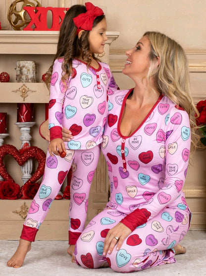 Valentines Day Love Print Casual Home Pajamas Parent Child Set EHAD +