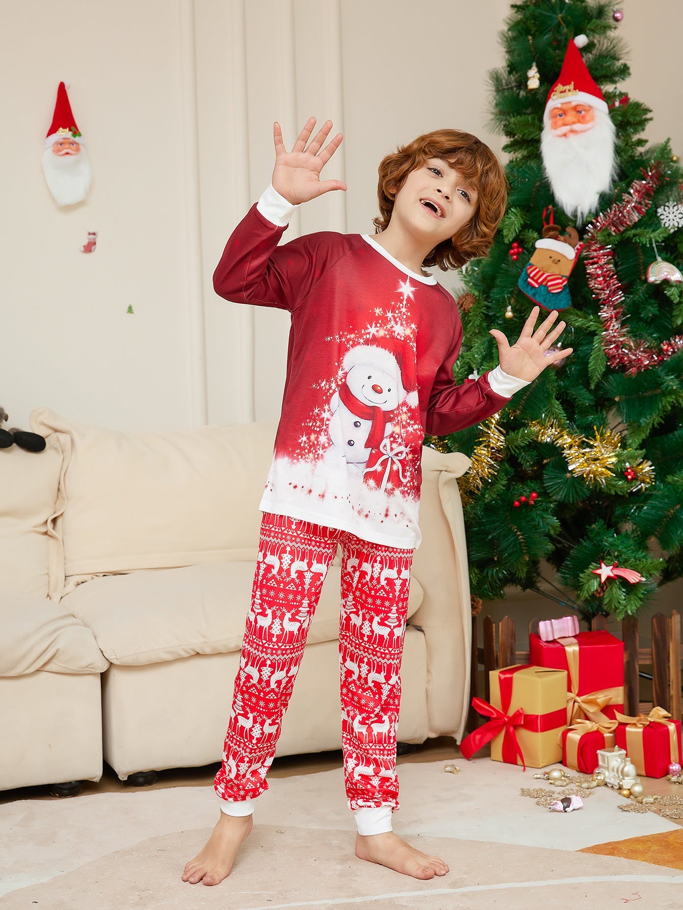 New Snowman Scarf Parent-child Christmas Pajamas Pajamas Set EHAD +