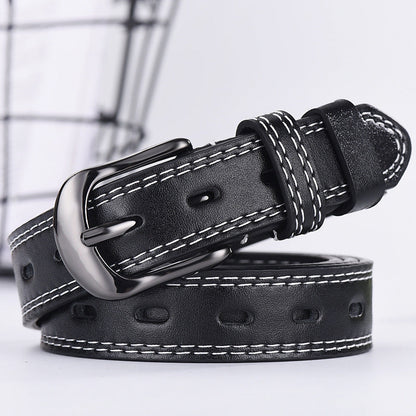 Two-line Men's And Women's Belts Young Students Hollow Out All-match Thin Trousers Belts Korean Denim Dress Belts EHAD +