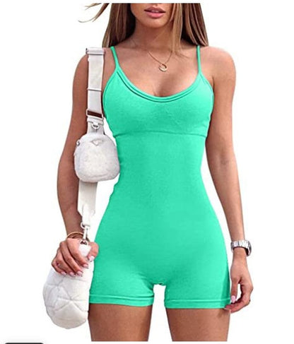 Spaghetti Strap Shorts Jumpsuit Sports Yoga Workout Tight Romper Women Fashion Fitness Sportwear EHAD +