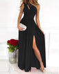 Women's One Shoulder High Split Cutout Sleeveless Elegant Sexy Cocktail Maxi Dress EHAD +
