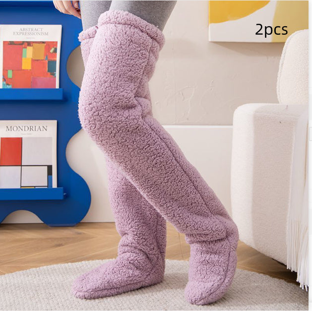 Over Knee High Fuzzy Long Socks Winter Warm Cold Leg Knee Joint Cold-proof Stockings Home Floor Sleeping Socks EHAD +