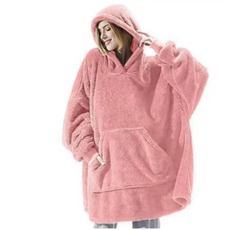 Hoodie Sweatshirt With Big Pocket Tops Sweater Comfortable Loose Double-Sided Fleece Thicker Wearable Blanket EHAD +