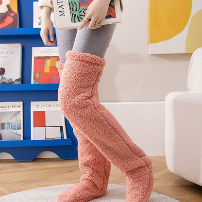 Over Knee High Fuzzy Long Socks Winter Warm Cold Leg Knee Joint Cold-proof Stockings Home Floor Sleeping Socks EHAD +