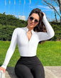 Fashion Long Sleeve Zipper Jumpsuit Seamless Slimming Shapewear For Women Romper EHAD +