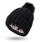 Fashion Stretchy Satin Lined Skull Knit Hats Beanie Hat For Women Faux Fur Pom Pom Hat Winter Keep Warming Beanie Hat EHAD +