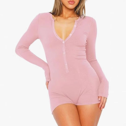 Autumn New Women's Tight Jumpsuit Shorts Casual EHAD +