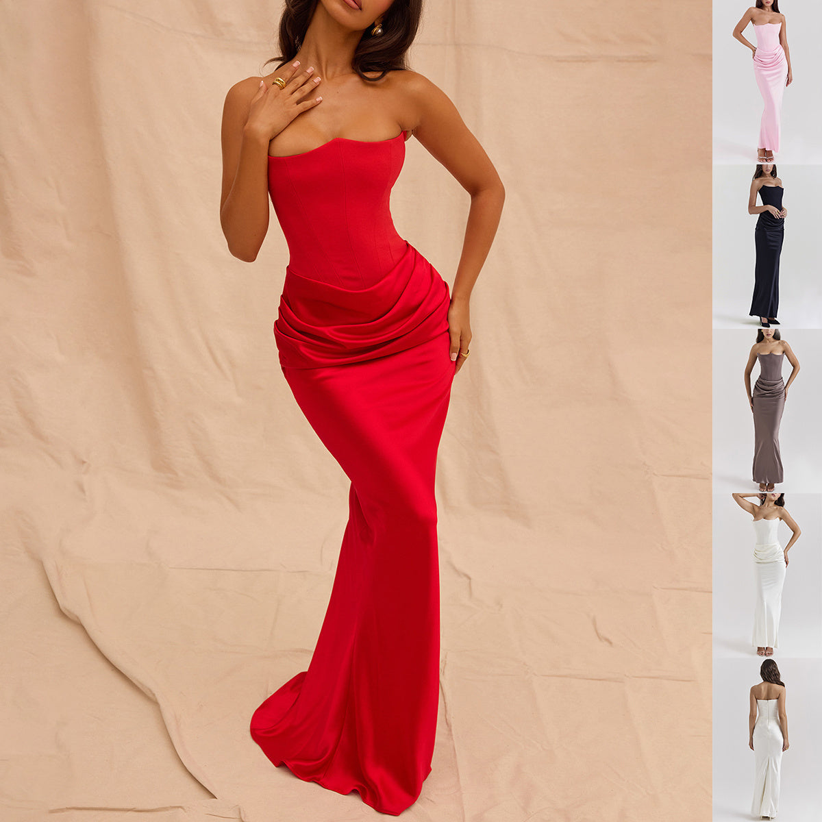 Slim Tube Top Long Dress Sexy Fashion Bandeau Backless Party Evening Dresses For Women Clothing EHAD +