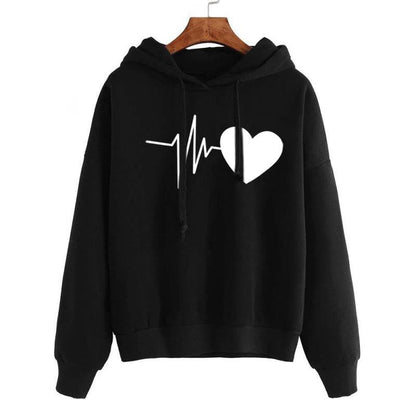 Heart Print Streetwear Hoodies Women Sweatshirt Spring Autumn Long Sleeve Hoodie Clothes EHAD +