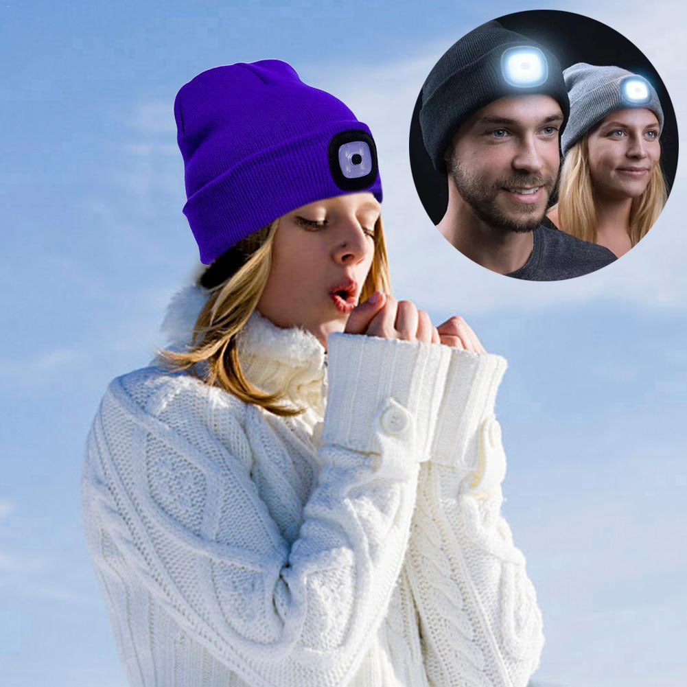 LED Knit Hat Button Cell Type Knitted Hat With Light Glowing EHAD +