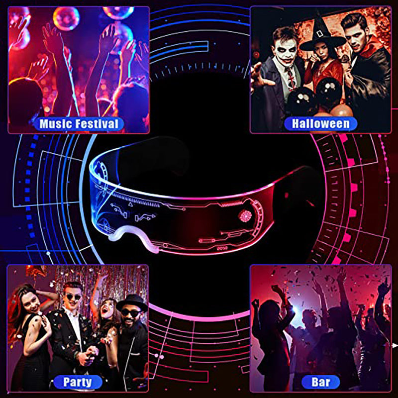 LED Luminous Glasses Party Bar Disco Punk Glasses Futuristic Style Festival Goggles Decoration Gifts EHAD +