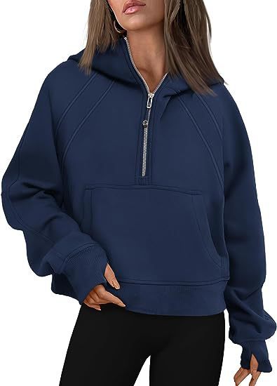 Zipper Hoodies Sweatshirts With Pocket Loose Sport Tops Long Sleeve Pullover Sweaters Winter Fall Outfits Women Clothing EHAD +