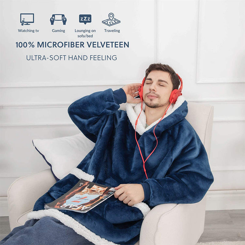 Winter TV Hoodie Blanket Winter Warm Home Clothes Women Men Oversized Pullover With Pockets EHAD +