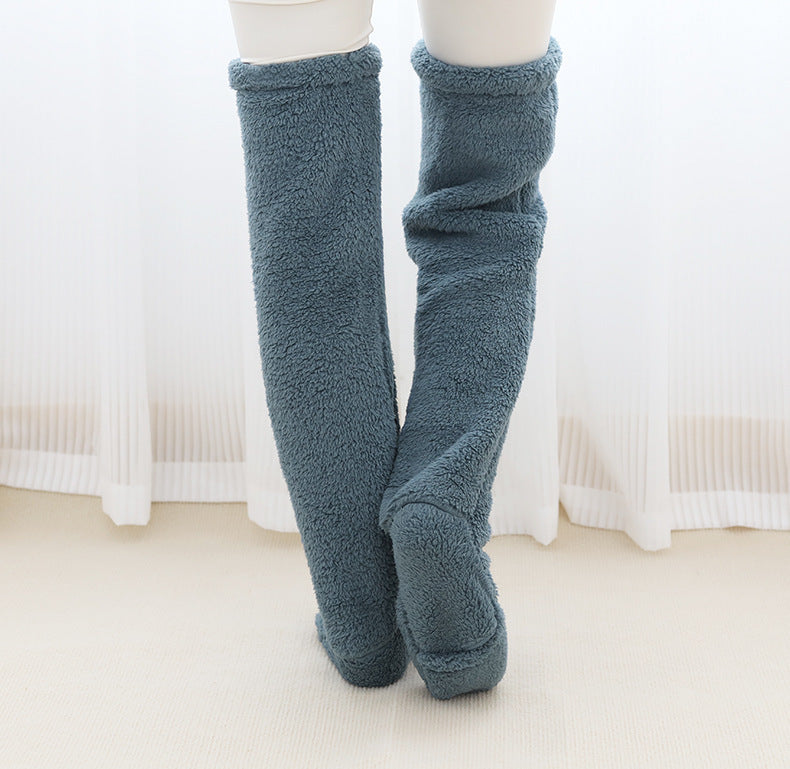 Over Knee High Fuzzy Long Socks Winter Warm Cold Leg Knee Joint Cold-proof Stockings Home Floor Sleeping Socks EHAD +
