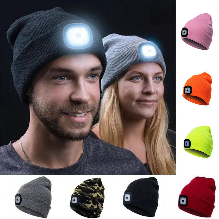 LED Knit Hat Button Cell Type Knitted Hat With Light Glowing EHAD +
