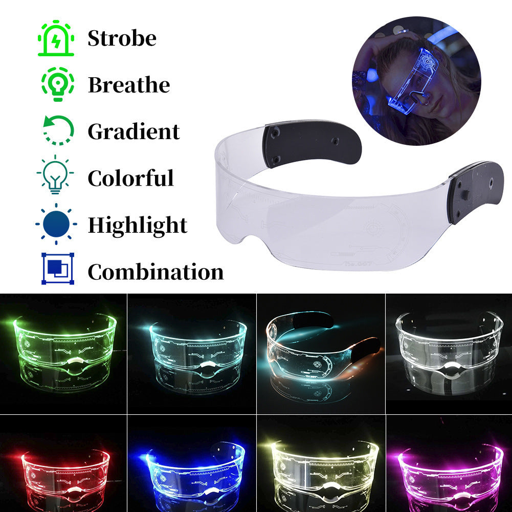 LED Luminous Glasses Party Bar Disco Punk Glasses Futuristic Style Festival Goggles Decoration Gifts EHAD +