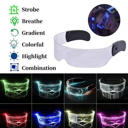 LED Luminous Glasses Party Bar Disco Punk Glasses Futuristic Style Festival Goggles Decoration Gifts EHAD +