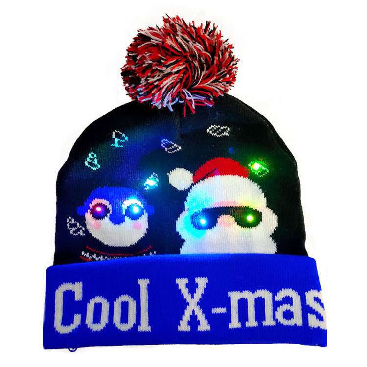 LED Christmas Hat Sweater Knitted Beanie Christmas Light Up Knitted Hat Christmas Gift  Kids Xmas New Year Decorations EHAD +
