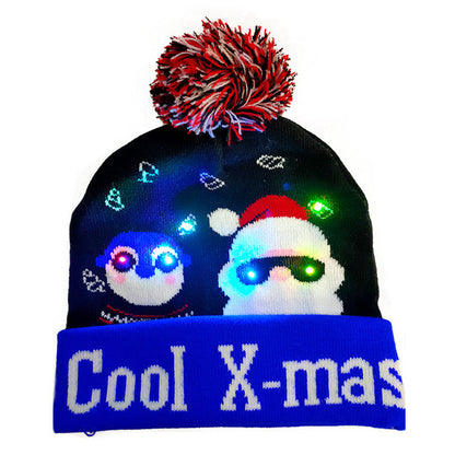 LED Christmas Hat Sweater Knitted Beanie Christmas Light Up Knitted Hat Christmas Gift  Kids Xmas New Year Decorations EHAD +