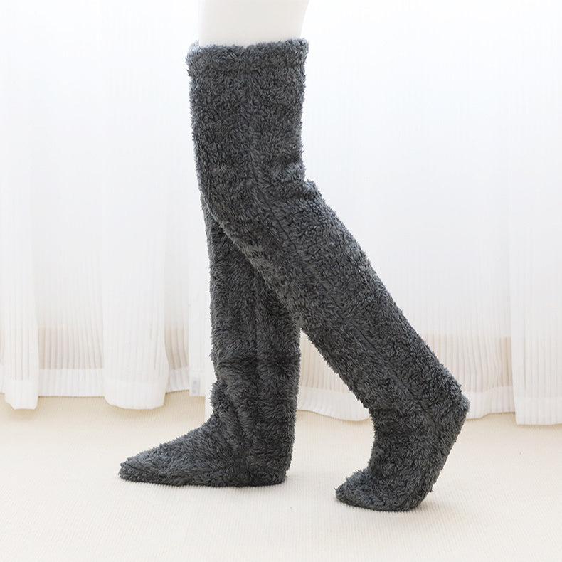 Over Knee High Fuzzy Long Socks Winter Warm Cold Leg Knee Joint Cold-proof Stockings Home Floor Sleeping Socks EHAD +