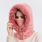 Winter Thick Plush Hat With Scarf Windproof Warm Knit Hats Hooded For Women EHAD +