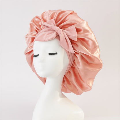 New Silk Bonnet For Sleeping Women Satin Bonnet Hair Bonnet Night Sleep Cap Scarf Wrap For Curly Hair With Tie Band For Curly Hair EHAD +