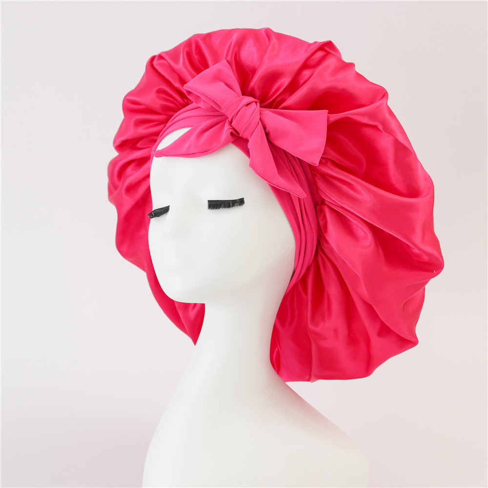 New Silk Bonnet For Sleeping Women Satin Bonnet Hair Bonnet Night Sleep Cap Scarf Wrap For Curly Hair With Tie Band For Curly Hair EHAD +