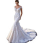 Princess Bride Mermaid Wedding Dress White Trailing Perspective Backless Lace Wedding Dress EHAD +