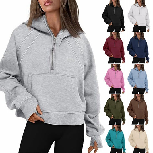 Zipper Hoodies Sweatshirts With Pocket Loose Sport Tops Long Sleeve Pullover Sweaters Winter Fall Outfits Women Clothing EHAD +