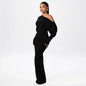 Ins Slim Long Sleeve Knitted Dress Evening Party Sexy Off-shoulder Bodycon Long Dresses EHAD +