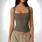 Summer Square-neck Tank Vest Ins Fashion Slim Solid Sleeveless Tops For Women Clothing EHAD +