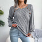 Square Neck Knitted Sweater With Button Design Winter Warm Long Sleeve Tops Women's Clothing EHAD +