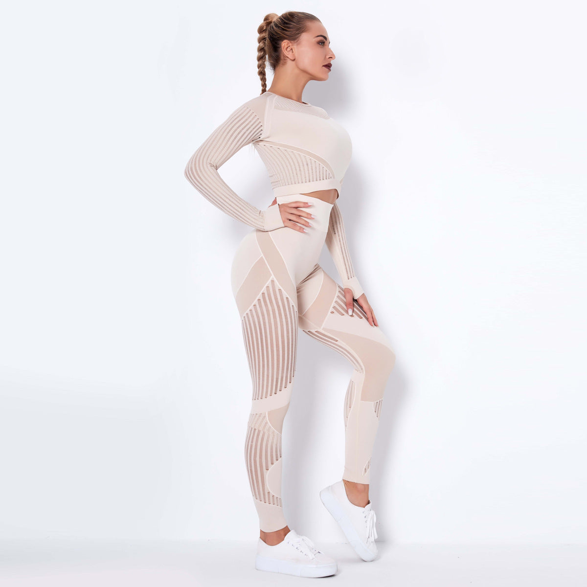 Seamless Knitted Absorbent Yoga Long-Sleeved Suit Yoga Wearsuit EHAD +