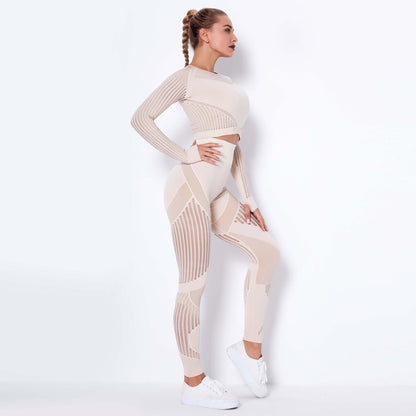 Seamless Knitted Absorbent Yoga Long-Sleeved Suit Yoga Wearsuit EHAD +