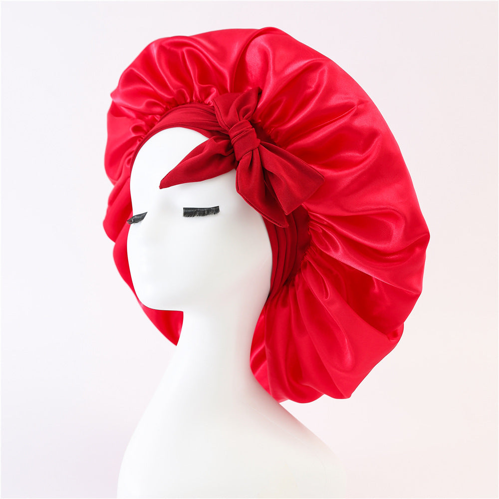 New Silk Bonnet For Sleeping Women Satin Bonnet Hair Bonnet Night Sleep Cap Scarf Wrap For Curly Hair With Tie Band For Curly Hair EHAD +