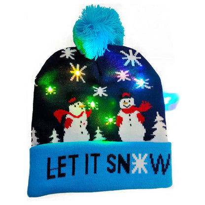 LED Christmas Hat Sweater Knitted Beanie Christmas Light Up Knitted Hat Christmas Gift  Kids Xmas New Year Decorations EHAD +