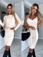 2pcs Suit Women's Solid Stripe Long-sleeved Top And Tight Suspender Skirt Fashion Autumn Winter Slim Clothing EHAD +