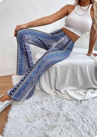 High Elastic Tight Pants Slim Sexy Print Trousers Womens Clothing EHAD +