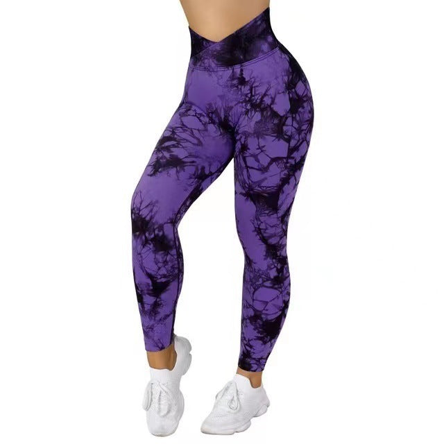 Seamless Tie Dye Leggings Women Yoga Pants Push Up Sport Fitness Running Gym Leggings EHAD +