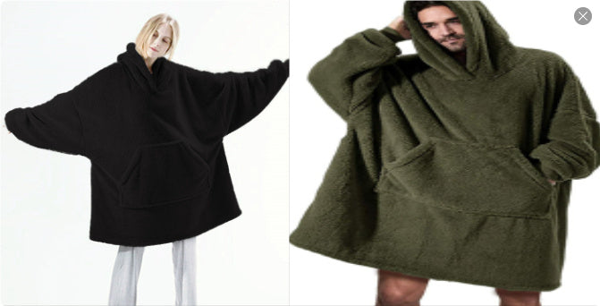 Hoodie Sweatshirt With Big Pocket Tops Sweater Comfortable Loose Double-Sided Fleece Thicker Wearable Blanket EHAD +