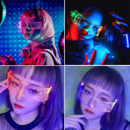 LED Luminous Glasses Party Bar Disco Punk Glasses Futuristic Style Festival Goggles Decoration Gifts EHAD +