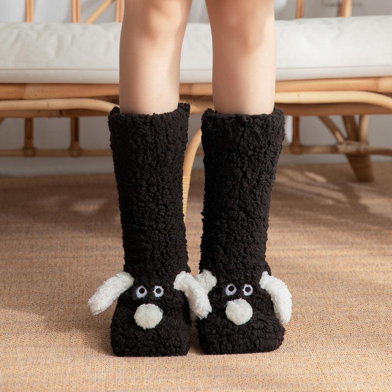 Cute Cartoon Dog Floor Socks Winter Warm Non-slip Plush Socks For Women EHAD +