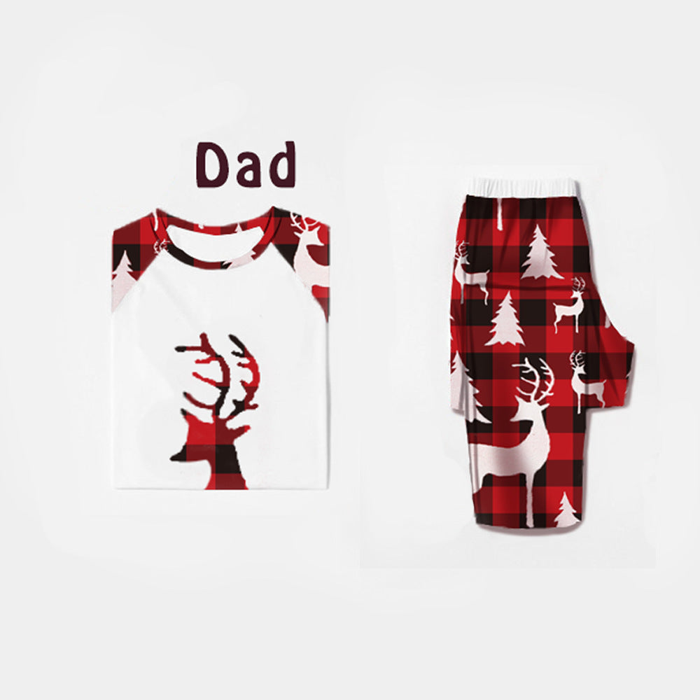Christmas European And American Christmas Deer Head Print Parent-child Home Service Suit EHAD +