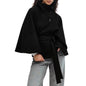 Winter High Neck Batwing Sleeve Coat With Belt Fashion Loose Elegant Button Top Trench Coat For Women Clothing EHAD +