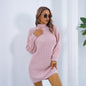 Winter Turtleneck Long Sweater Dress With Button Design Leisure Clinch Long Sleeve Base Sweater Women EHAD +
