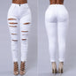 Ripped Jeans Women Skinny Trousers Casual High Waist Pencil Pants EHAD +