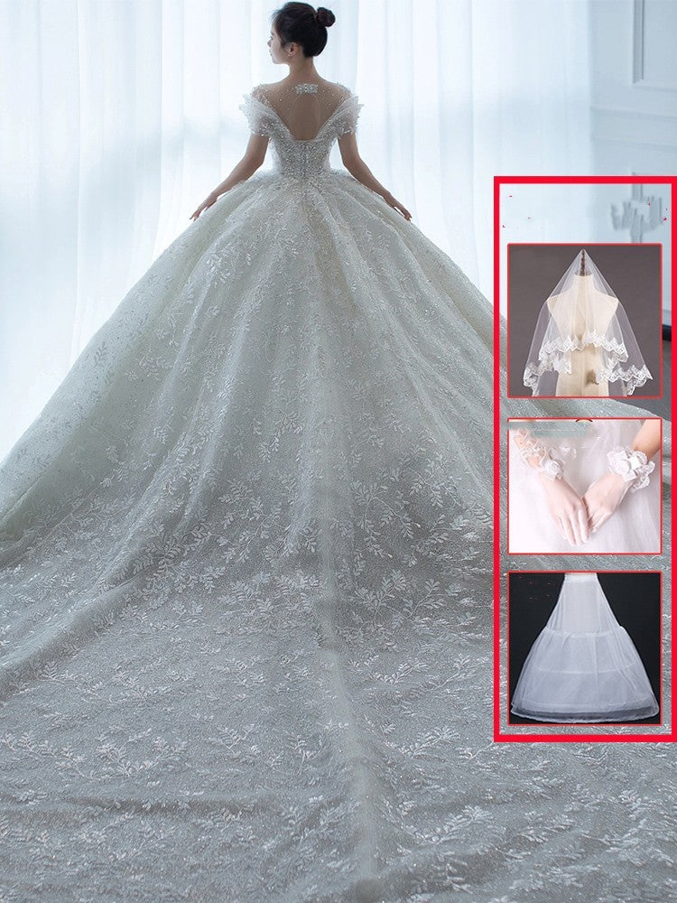 Off Shoulder French Main Wedding Dress EHAD +